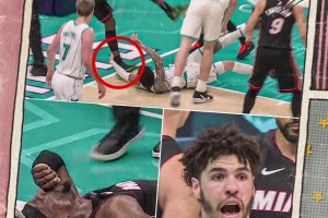 导致后者回归成疑三球伸手绊倒阿德巴约！引发争议！